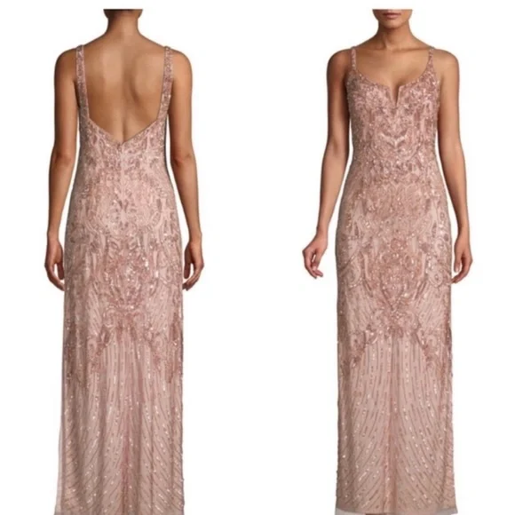 Brand new Aidan Mattox beaded V-NOTCH sleeveless long gown - Picture 6 of 17